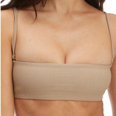 Good American Rib Bandeau Bikini Top In Latte Size 1 = Small. New With Tag. Designed With Optional Straps For Endless Looks, This Ribbed Swim Top Effortlessly Mixes And Matches With All Of Your Favorite Swimwear Pieces. Cheeky Bikinis, Good American, Swim Top, Full Service, Quick Saves