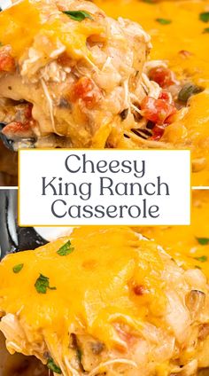 the cheesy king ranch casserole is ready to be eaten