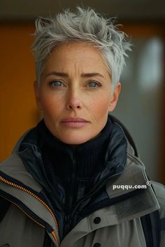 Stunning Pixie Haircuts to Rock Your Gray Hair - Puqqu Women’s Cropped Hair, Traditional Pixie Haircut, Short Grey Haircuts Over 50 Silver Hair, Spiked Short Hair, Pixie Haircuts For Women Over 60, Short Gray Hair Edgy, Short Gray Hair Over 50