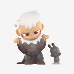 an animated character is standing next to a small animal