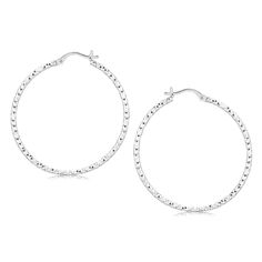 Sterling Silver Rhodium Plated Large Faceted Style Hoop Earrings | Richard Cannon Jewelry Luxury Silver Hammered Hoop Earrings, Luxury Full Circle Sterling Silver Jewelry, Fashion Style Women, Snap Lock, Perfume And Cologne, Online Earrings, All You Need Is Love, Free Ebook, Pricing Jewelry