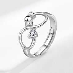 Size: Adjustable Opening Fashion Element: Love Heart/Heart Shape Style: Europe and America Metal Rings For Anniversary On Valentine's Day, Elegant Heart-shaped Metal Rings, Elegant Heart Shaped Metal Rings, Elegant Metal Heart Ring For Promise, Elegant Silver Heart Ring, Elegant Metal Heart Ring For Wedding, Elegant Metal Heart Ring For Anniversary, Chrismas Gifts, Birthday Ring