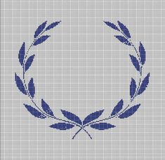 a cross stitch pattern with a blue wreath on the front and bottom, as well as an