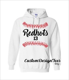 This makes a great softball hoodie or baseball hoodie for anyone who loves the sport. I can make this a softball team hoodie or baseball team hoodie & in any team colors. Cool gift for any softball player or baseball player. It will also be a great softball mom or dad hoodie or for siblings. Also check out my personalized add on section if you want name & number on the back. The hoodies come in most colors. In the drop down the colors available in youth are marked with a Y. PLEASE READ O White Team Spirit Sweatshirt For Baseball Season, Sports Season Hoodie With Letter Print For Sports Events, White Team Spirit Hoodie For Game Day, Baseball Season Sweatshirt For Sports Events With School Spirit, Team Name Hoodie For Game Day, School Spirit Sweatshirt For Sports Events And Baseball Season, White School Spirit Sweatshirt For Sports Season, White Team Hoodie For Sports Events, White Varsity Hoodie, Pre-shrunk