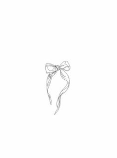 a black and white drawing of a bow tied to a ribbon on the side of a wall