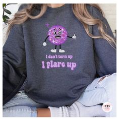 I Don’t Turn up I Flare Up Shirt, Retro Chronic Pain Shirt, Invisible Illness Club, Chronic Migraine Awareness Sweatshirt, Flare Day Tee Migraine Sweatshirt, Chronic Migraine Awareness, Migraine Awareness, Sweatshirt Details, Shipping Products, Chronic Migraines, Fabric Printing, Comfy Shirts, Invisible Illness