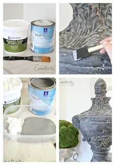 the process of painting a vase with white paint