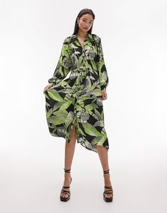 Dresses by Topshop Welcome to the next phase of Topshop Spread collar Tie waist Button placket Relaxed fit Chic Floral Print Dress With High-low Hem, Chic Floral Print Dresses With High-low Hem, Chic Floral Print High-low Dress, Green Long Sleeve Viscose Dress, Casual Floral Print Midi Dress With High-low Hem, Casual Midi Dress With Floral Print And High-low Hem, Green Maxi Length Shirt Dress For Summer, Green Floral Print Midi Dress, Green Maxi Shirt Dress For Summer