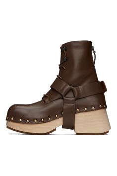 Brown Bottone Boots by Marsèll on Sale Antique Gold, Mars, Calf Skin, Block Heels, Ankle Boots, On Sale, Women Wear, Lace Up, Boots