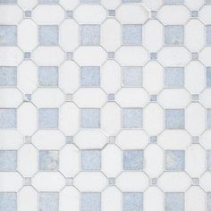 a white and blue tiled floor with small squares