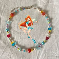 handmade beaded necklace winx club bloom inspired stella tecna flora musa aisha pinterest girl that girl blue scarlet red yellow pearl butterfly cottagecore fairycore Butterfly Cottagecore, Winx Club Bloom, Pulseras Kandi, Cottagecore Y2k, Bff Bracelets, Pearl Butterfly, Handmade Beaded Necklace, Yellow Pearl, Fairy Jewelry