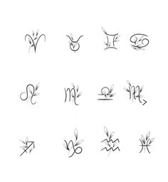 the zodiac symbols are drawn in black ink