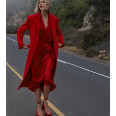 Zara Silk Draped Dress Limited Edition New With Tag Never Worn Limited Edition Size Xs Retail Price $249 Sold Out Everywhere Super Nice Dress Silk Drape Dress, Draped Silk Dress, Zara Limited Edition, Red Silk Dress, Satin Bluse, Tuxedo Dress, Dresses Red, Wool Blend Coat, Red Outfit