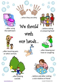 a poster with words describing how to wash hands