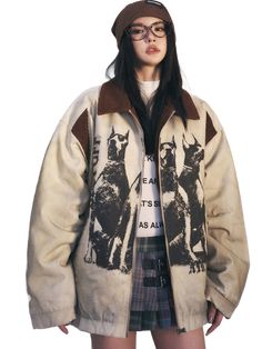 'Hound' Padded Corduroy Zip Up Jacket | DYSTOPIɅN ™️ – DYSTOPIɅN ™️ Oversized Outdoor Outerwear With Graphic Print, Oversized Outerwear With Graphic Print For Outdoor, Oversized Graphic Print Outerwear For Outdoor, Cotton Outerwear With Padded Collar For Streetwear, Beige Padded Collar Outerwear For Streetwear, Brown Graphic Print Outerwear For Fall, Fall Streetwear Outerwear With Corduroy Collar, Fall Outerwear With Corduroy Collar For Streetwear, Cotton Outerwear With Graphic Print For Outdoor