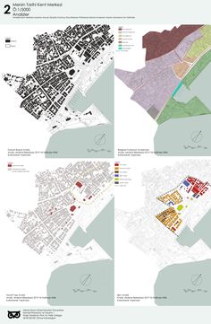 three maps showing different areas in the city