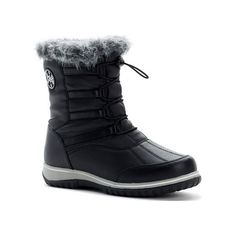 The Adele Snow Boots from Totes enhances your winter gear collection and preps you for chilly (and snowy) days ahead! The puffer-style exterior is stylishly paired with a contrast trim and lining that surrounds your feet in warmth and plush softness. Slip-on styling with a bungee front ensures a secure fit with easy adjustments throughout your daily commutes or while showing off your snowman-making skills. Size: 8.  Color: Black.  Gender: female.  Age Group: adult. Plus Size Boots, Cozy Winter Boots, Thick Heel Boots, Women Heel Boots, Patchwork Boots, Ankle Snow Boots, Puffer Style, Womens Waterproof Boots, Moccasins Style