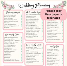 wedding planning checklist with flowers on it