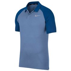 Nike Dri-Fit Golf Dry Raglan Short Sleeve Polo Shirt Nike Dry Fabric Helps You Stay Dry & Comfortable Raglan Sleeves Allow Natural Range Of Motion Hidden-Button Placket Fold-Over Collar Hem Vents Very Breathable Regular Fit New With Tags Attached. Blue Short Sleeve Golf T-shirt, Blue Collared Sporty Tops, Sporty Blue Shirt For Sports, Sporty Blue Collared Polo Shirt, Fitted Nike Shirt For Sports, Fitted Nike Sports Shirt, Nike Fitted Sports Shirt, Nike Fitted Shirt For Sports, Blue Collared Polo Shirt With Moisture-wicking