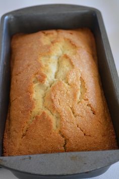 a loaf of bread in a pan on a table