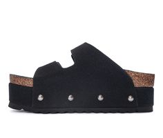 The Pueblo just hits different with its softy twin buckle upper and cork finish footbed. Synthetic upper, Dual upper strap with adjustable buckles, Slip on for easy entry,2.5\ platform height, Open round toe, Lightly padded contoured footbed, Cork wrapped footbed, Synthetic outsole | Women's Dirty Laundry Pueblo Platform Footbed Sandals in Black Size 8 Black Cork Footbed Sandals With Round Toe, Black Cork Sandals With Buckle Closure, Double Strap Cork Footbed Sandals With Buckle, Double Strap Cork Footbed Sandals With Buckle Closure, Cork Footbed Sandals With Buckle Closure, Hits Different, Footbed Sandals, Dirty Laundry, Sandals Black