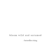 the words bloom wild and untraned are written in black on a white background