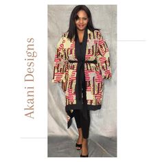 Our asymmetric ankara kimono will give you that rich auntie look. Pair it with jeans or leggings for a casual look or dress it up with a little black dress and heels.  Made with 100% African wax cotton.  Full length sleeves Pockets at the seams Comes with a detachable belt Fitted Casual Kimono With Kimono Sleeves, Casual Fitted Kimono With Kimono Sleeves, Chic Fitted Kimono With Kimono Sleeves, Casual Fitted Long Sleeve Kimono, Fitted Long Sleeve Casual Kimono, Fitted Kimono With Kimono Sleeves For Fall, Fitted Casual Cotton Kimono, Casual Fitted Cotton Kimono, Fitted Long Printed Kimono