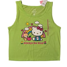 Brand New With Tags. Brand Is Hello. Kitty In A Junior Size Xxl. Lime Green Crop Tank. Cotton Polyester Spandex Blend. This Is More Of A Junior Fit. Hello Kitty Graphic Across The Front. See All Photos. Hello Kitty T Shirt, Tokyo Kawaii, Lace Up Tank Top, Kitty Baby, Roblox T-shirt, T Shirt Crop Top, Cropped Long Sleeve Top, Crop Tank Top