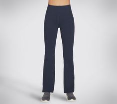 Designed for active performance with our signature comfort the Skechers GO WALK Wear Evolution II Flare Pant offers stylish versatility in a flattering fit. This high-waisted active pant features a GOFLEX moisture-wicking nylon and spandex blend fabric, flattering V-back waistband, chafe-free seams for total comfort, flare hem, exterior side pockets and back pockets. | Skechers Women's GO WALK Evolution II Flare Pant Functional High Rise Pants With 4-way Stretch, Moisture-wicking Straight Leg Comfort Stretch Activewear, Functional Full Length Bottoms For Light Exercise, Functional Full-length Bottoms For Light Exercise, Sporty 4-way Stretch High Rise Bottoms, High Rise Comfort Stretch Athleisure Bottoms, Sporty High Rise Bottoms With 4-way Stretch, High Rise Pants With 4-way Stretch And Contoured Waistband, High Rise Pants With Contoured Waistband And 4-way Stretch