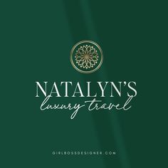 the logo for natalyn's luxury travel, which has been designed to look like