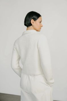 Penny Cardigan, Caravelli, Cream | OZMA Classic Long Sleeve Mohair Cardigan, Classic Mohair Cardigan For Winter, Classic Mohair Cardigan For Fall, Classic Alpaca Sweater For Winter, Classic Mohair Outerwear, Classic Mohair Long Sleeve Outerwear, Classic Mohair Outerwear For Fall, Classic Long Sleeve Mohair Outerwear, White Merino Wool Cardigan For Fall