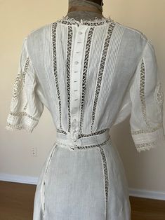 Incredible Antique Hand Embroidered Linen Dress Wearable - Etsy Traditional White Linen Dress, Elegant Chikankari Embroidery Day Dress, Elegant Chikankari Embroidery Dresses For Daywear, Elegant Daywear Dress With Chikankari Embroidery, Elegant Linen Dresses With Broderie Anglaise, Linen Broderie Anglaise Dress For Daywear, Daywear Linen Dress With Broderie Anglaise, Linen Dress With Broderie Anglaise For Daywear, Elegant Embroidered Linen Dress