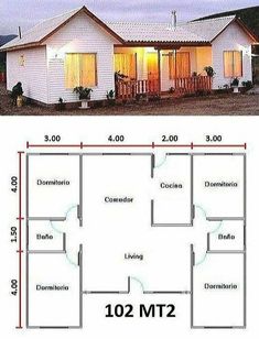 the floor plan for a small house with two rooms and one living room in it