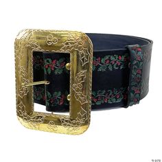 Add some authentic detailing to your Santa Claus costume with this festive, leather Santa belt! Made from deluxe leather, this eye-catching accessory is embossed with a red holly leaf patter on each edge. The belt is secured with a heavy cast buckle that also features a holly leaf pattern to match. While wearing this belt, guests at a workplace holiday party, family gathering or Christmas celebration are sure to notice! Belt features: • Deluxe leather embossed with holly leaf pattern on edges • Santa Claus Belt, Santa Belt, Halloween Costume Store, Santa Belts, Santa Claus Costume, Halloween Express, Santa Outfit, Disney Games, Holiday Attire