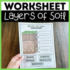 the worksheet for layers of soil is shown with text overlaying it