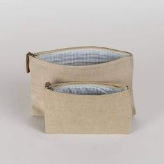 two zippered pouches sitting next to each other