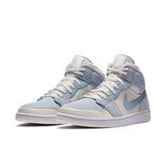 Nike Air Jordan 1 Mid SE 'Sail Light Blue' DA4666-100 Jordan Model, Blue Air, Air Jordan 1 Mid Se, Jumpman Logo, Nike Air Jordan 1 Mid, Bleu Pastel, Jordan Sneakers, Nike Air Jordan 1, Air Jordan 1 Mid