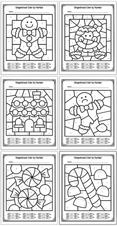 four coloring pages with different pictures of people in the window and one has a cat on it