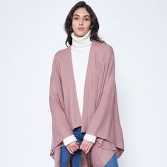 Size : 43" X 28" Material : 100% Polyester One Size Cape Outerwear For Layering, Pink Shawl For Fall, One Size Cape For Layering, One Size Long Sleeve Layering Cape, Oversized Cape Wraps For Fall, Casual One Size Shawl Outerwear, Casual One-size Shawl Outerwear, Oversized Fall Cape Wrap, Oversized Casual Shawl Outerwear