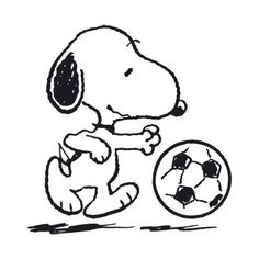 a drawing of a dog playing with a soccer ball