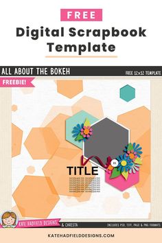 the free digital scrapbooking template is available for use on any project or website