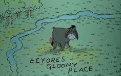 an image of a cartoon horse that is looking at the ground with words on it