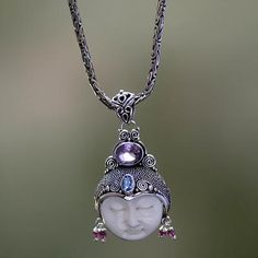 Unique Women's Sterling Silver and Amethyst Necklace - Dreamer | NOVICA Amethyst And Garnet, Day Dreamer, Princess Jewelry, Blue Topaz Necklace, Carved Bone, Family Jewels, Garnet Pendant, Garnet Necklace, Garnet Earrings