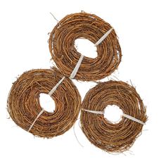 three pieces of brown twine with white string on each end and one piece in the middle