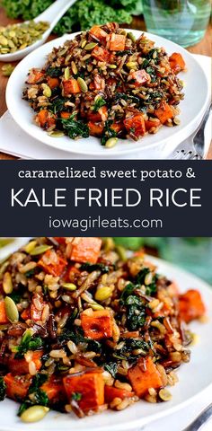 kale fried rice with carrots and other vegetables