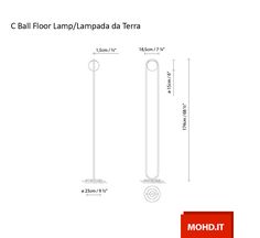 the diagram shows how to install an electric ball floor lamp / lampada da terra