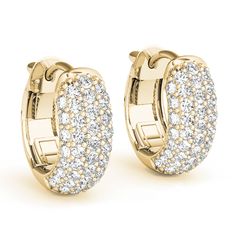 18kt Yellow Gold Diamond Huggie Earrings (.83 ctw) Edelweiss Jewelry, Pave Diamond Earrings, Diamond Huggie Earrings, Diamond Huggies, Huggie Earring, Diamond Decorations, Diamond Hoop Earrings, Huggie Earrings, Opal Earrings