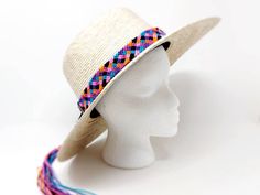 I love Mexico celebrates the native crafts of Mexico and the artists that produce them, enabling them and their communities to get recognized for their talented work and achieve economic stability for their families. This listing is for one piece of this beautiful handmade multi colored hat bands. They are prefect to add to your closet for your favorite dress, hat or even a shoulder bag as a lovely strap in multi colors. When purchasing please select the style you like referring to the picture w Adjustable Multicolor Panama Hat For Spring, Adjustable Artisan Sun Hat For Spring, Handwoven Artisan Hat For Spring, Artisan Handwoven Spring Hat, Artisan Woven Hat Bands For Summer, Adjustable Curved Brim Handwoven Panama Hat, Handwoven Adjustable Curved Brim Panama Hat, Spring Adjustable Multicolor Fedora, Adjustable Multicolor Spring Fedora