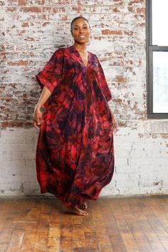 Red Maxi Dress Tie Dye Kaftan Dress Red Beach Cover up - Etsy New Year Party Dress, Party Dress With Sleeves, Mrs Roper, Plus Size Boho Dress, Tie Dye Kaftan, Plus Size Kaftan, Party Dresses With Sleeves, Boho Plus Size, Beach Kaftan