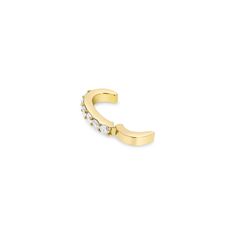 14k yellow gold Diamonds, approximately 0.63 carats 6 - 3mm diamonds 17mm length, 3mm width Hinge closure Designed in California Style number: EG000348 Diamond Huggie Single Ear Cuff, Single Diamond Huggie Ear Cuff, Diamond Huggie Ear Cuff Single Earring, Diamond Huggie Ear Cuff, 14k Yellow Gold Cartilage Earrings With Diamond Accents, Yellow Gold Ear Cuff With Prong Setting, Gold Ear Cuff With Diamond Accents And Cubic Zirconia, Gold Diamond Ear Cuff For Anniversary, Yellow Gold Huggie Ear Cuff In Fine Jewelry Style